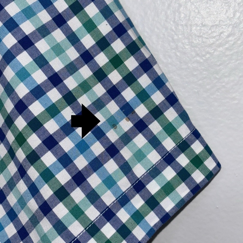 L.L.Bean Blue Green Plaid Wrinkle Free Slightly Fitted Button Down Shirt Large - Picture 5 of 5
